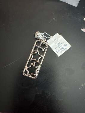 NWT Lia Sophia Silver Tone Scatter Stars Rectangle Pendant Slide